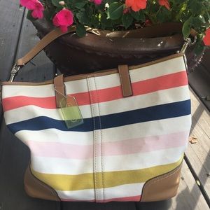 Coach striped tote